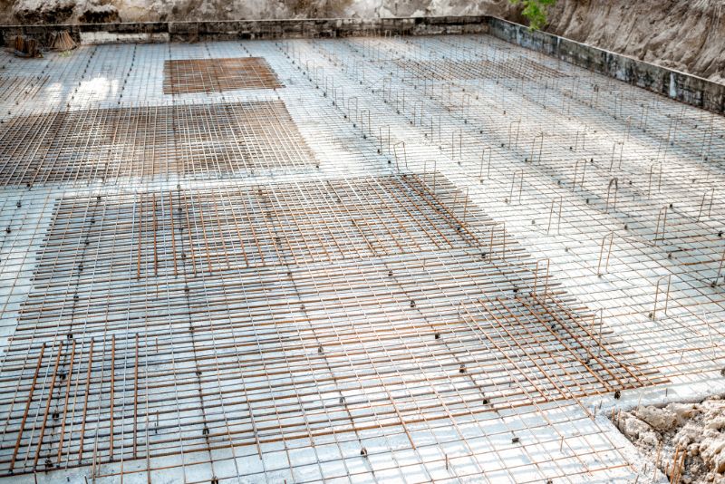 A photo of a concrete slab form work